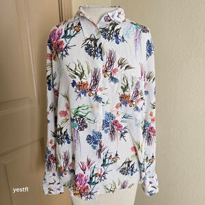 Paul Smith White Multi-color Silk Button Down Shirt Size EU46 US 10 reef